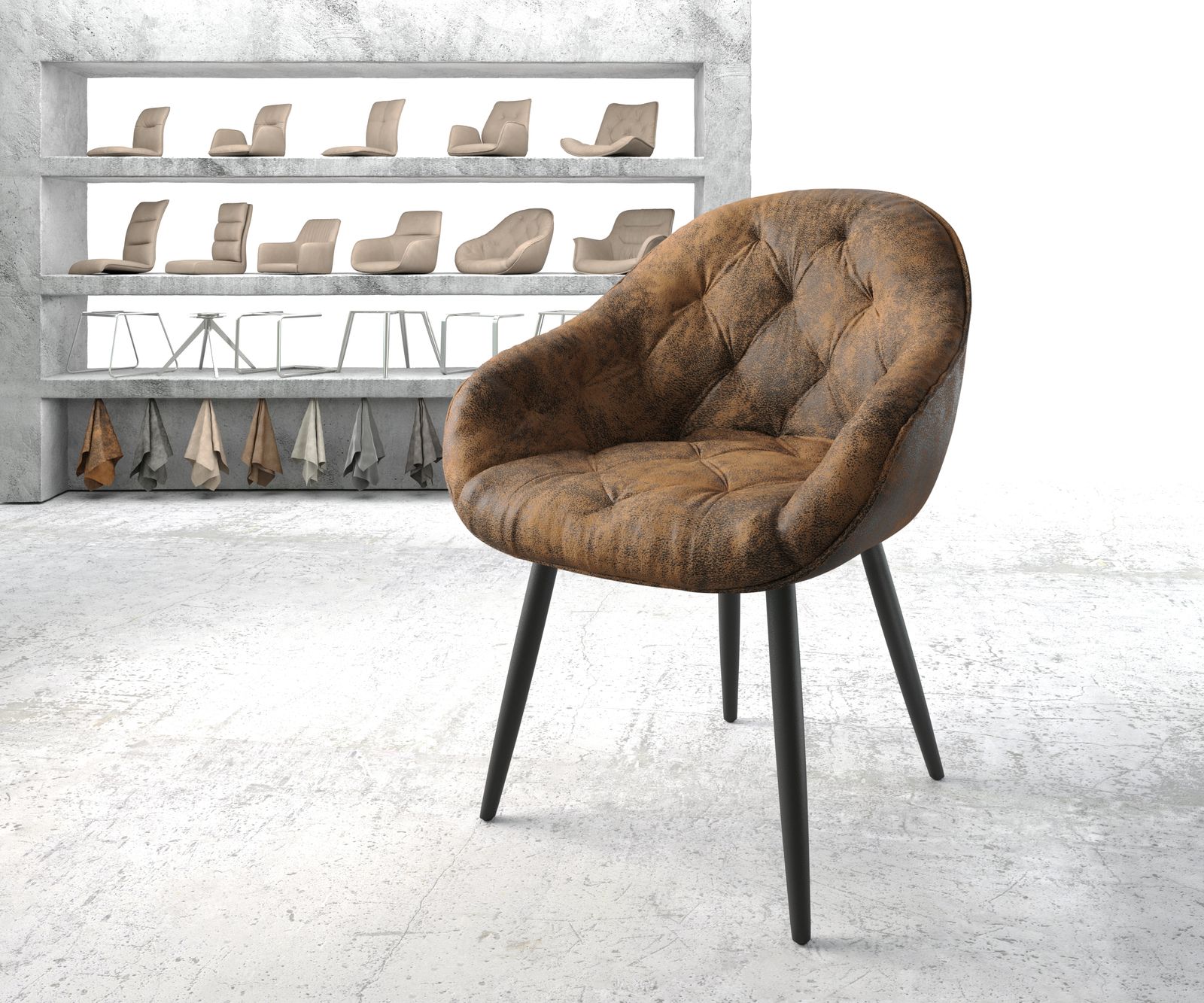 Fauteuil Gaio-Flex marron vintage 4-pieds conique noir