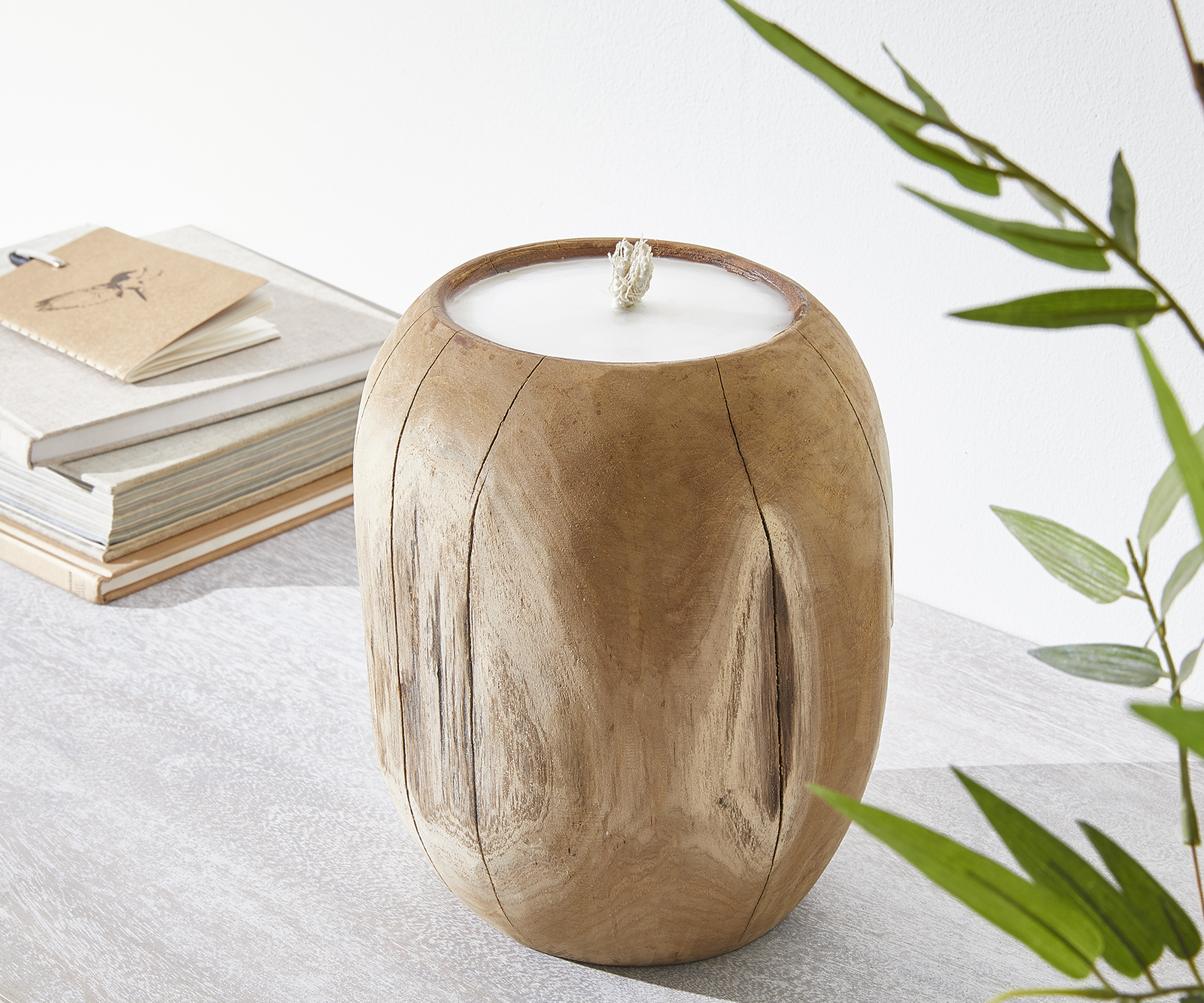 Kerze Elay 20x20 cm Teak Natur Handarbeit Unikat, Dekoartikel