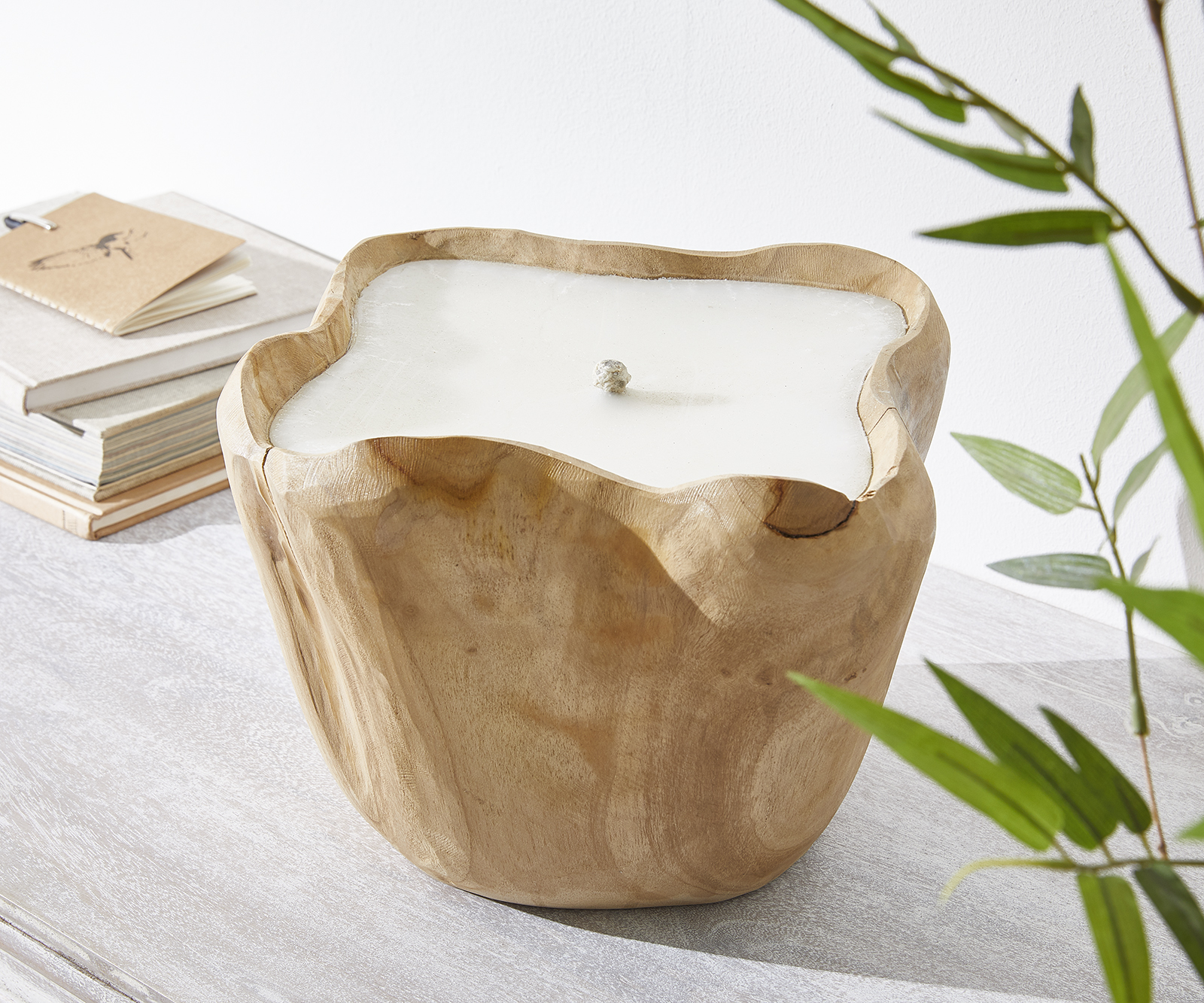 Kerze Elso 25x25 cm Teak Natur Handarbeit Unikat, Dekoartikel