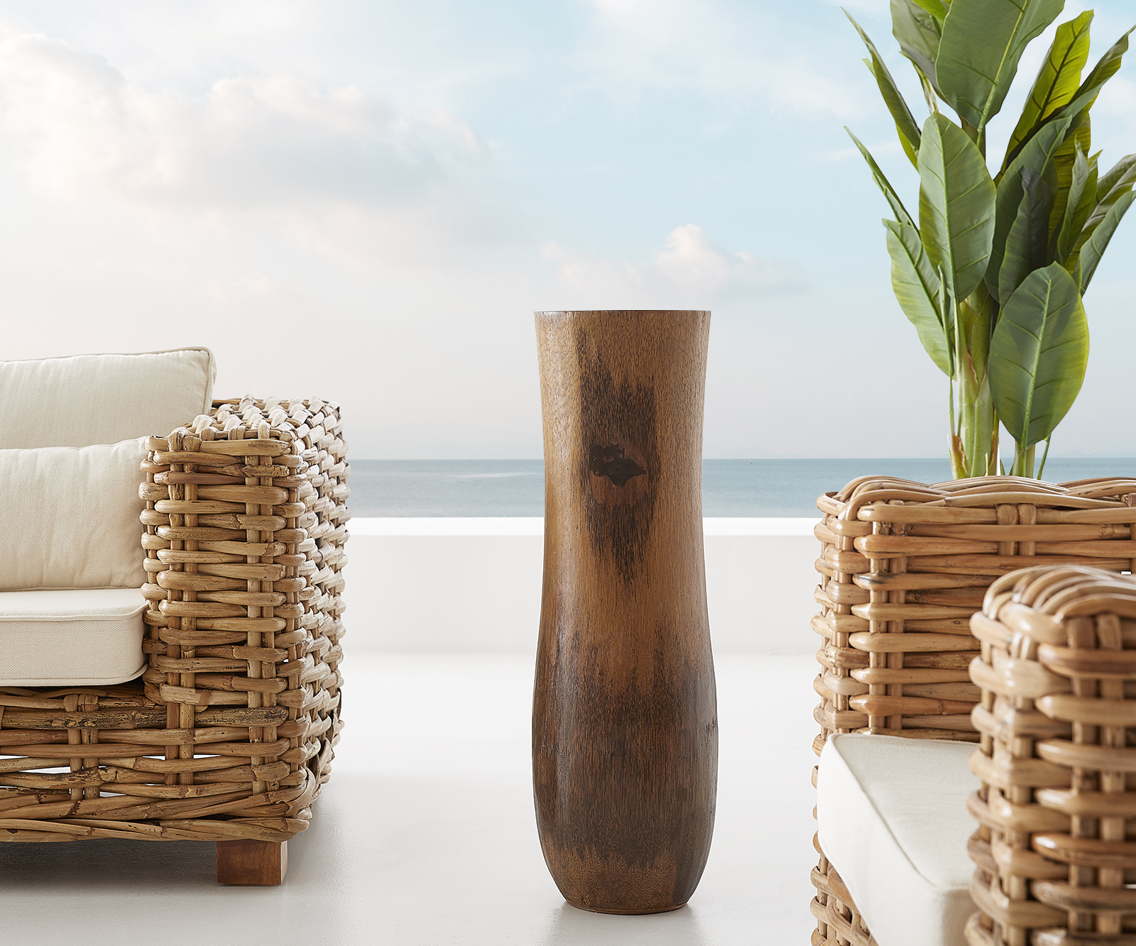 Vase Bayani 75x23 cm Kokosnuss Natur Massivholz, Dekoartikel