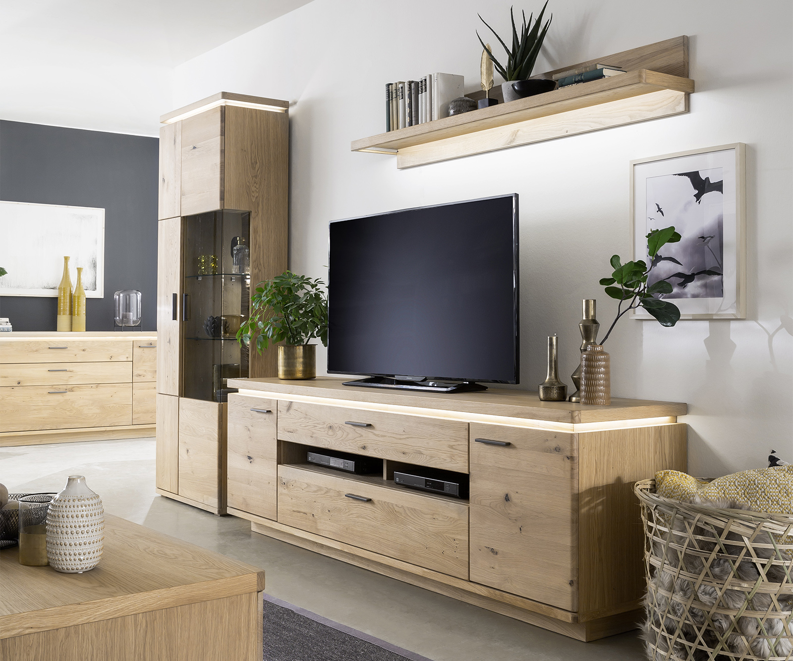 Etagère-murale Haifa 150x25 cm étagère en bois massif de chêne naturel