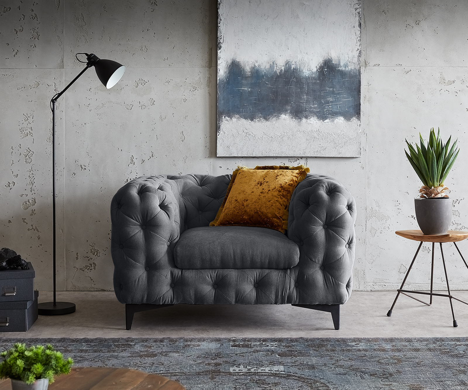 Fauteuil-de-salon-en-graphite Corleone 120x97 cm fauteil lounge