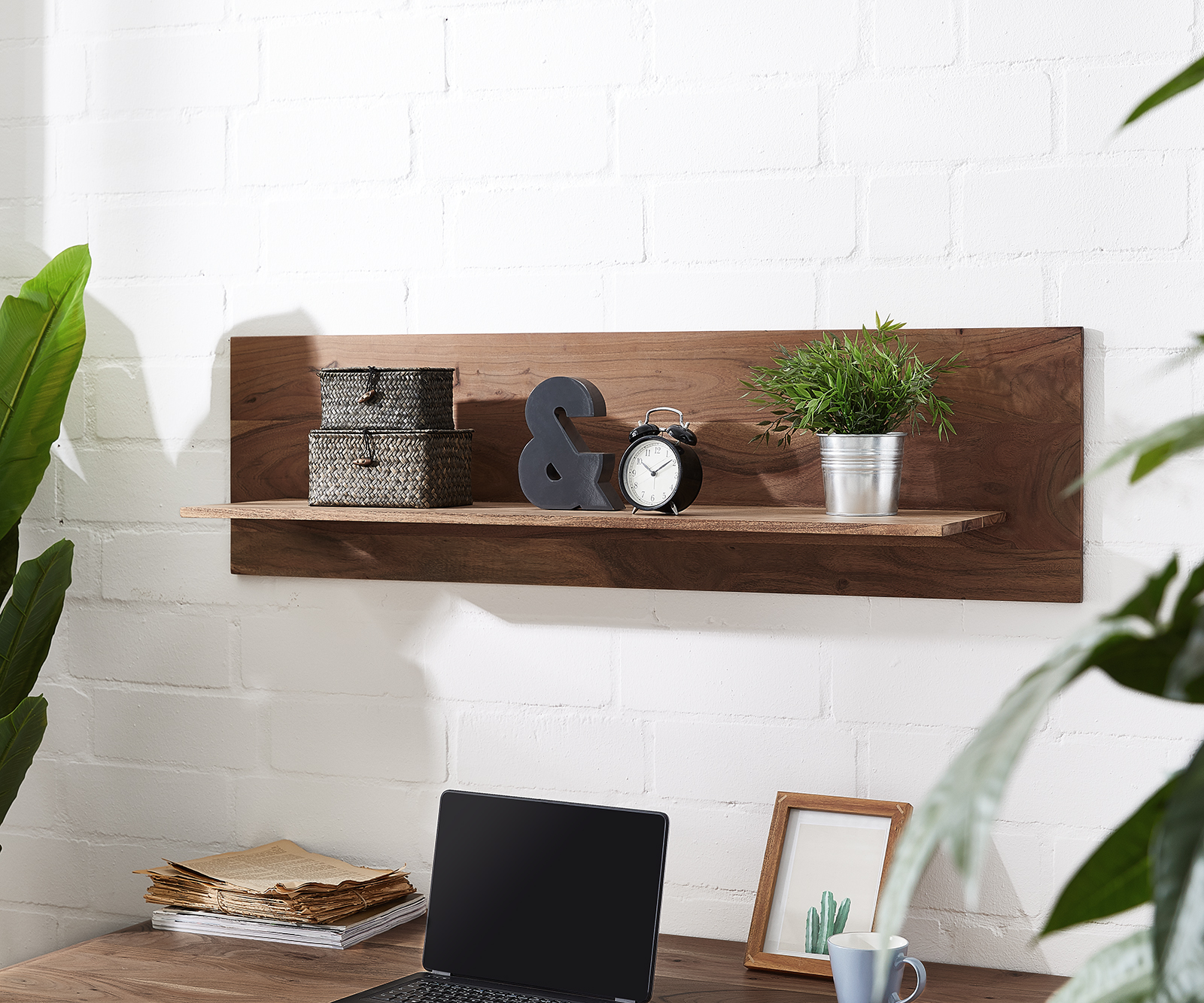 Étagère-murale Loca 130x36 cm étagère en bois massif acacia nature