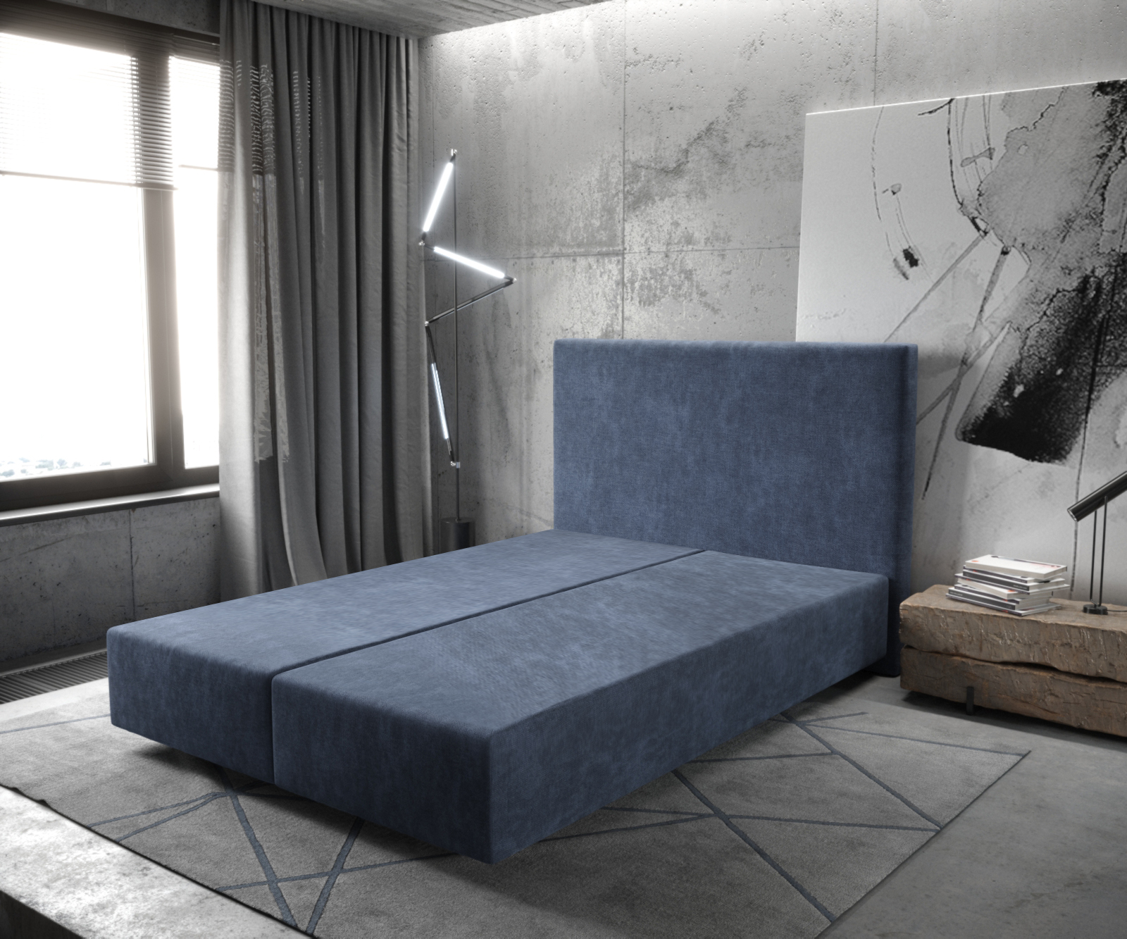 Cadre de sommier Dream-Well 140x200 Microfibre Bleu marine