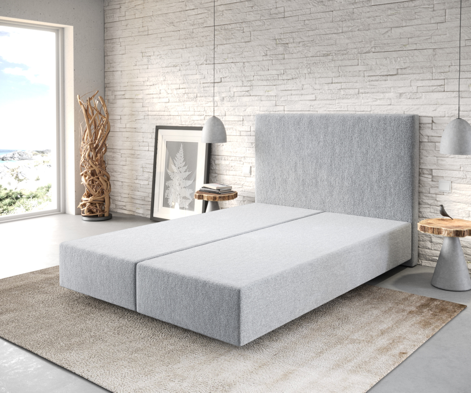 Cadre de sommier Dream-Well 140x200 Microfibre Gris granit