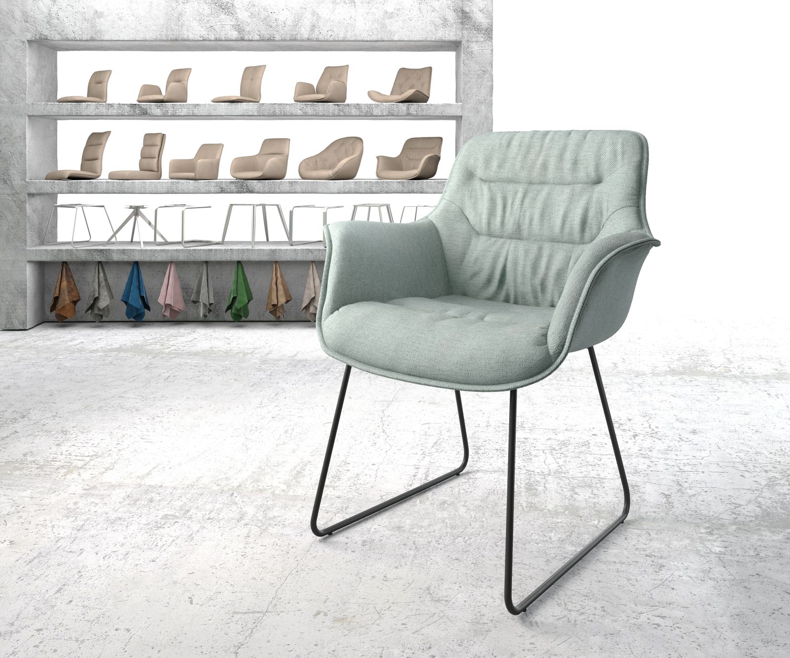 Fauteuil Kaira-Flex menthe rayures cadre croisé noir