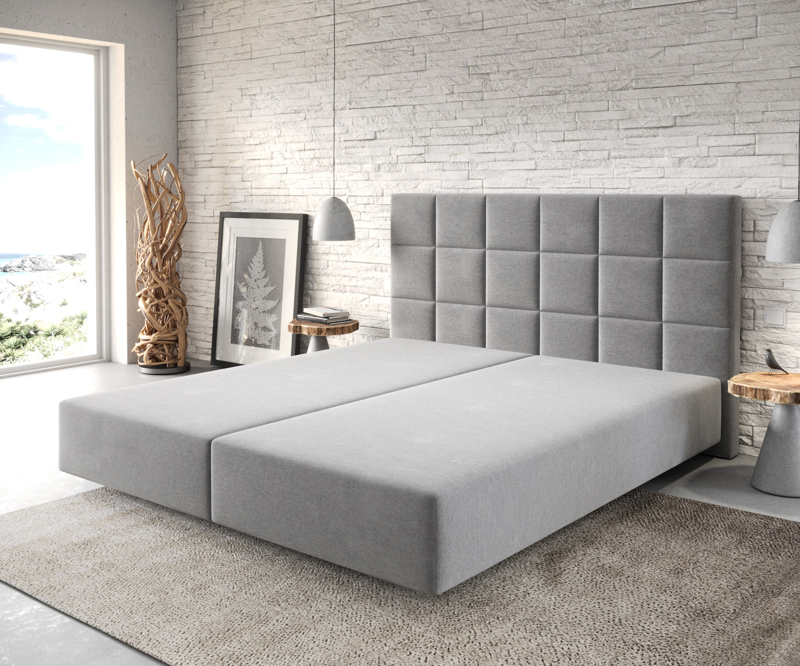 DELIFE Boxspring-frame Dream-Fine 180x200 microvezel grijs