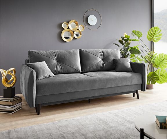 DELIFE Slaapbank Piera velours grafiet 215x100 cm