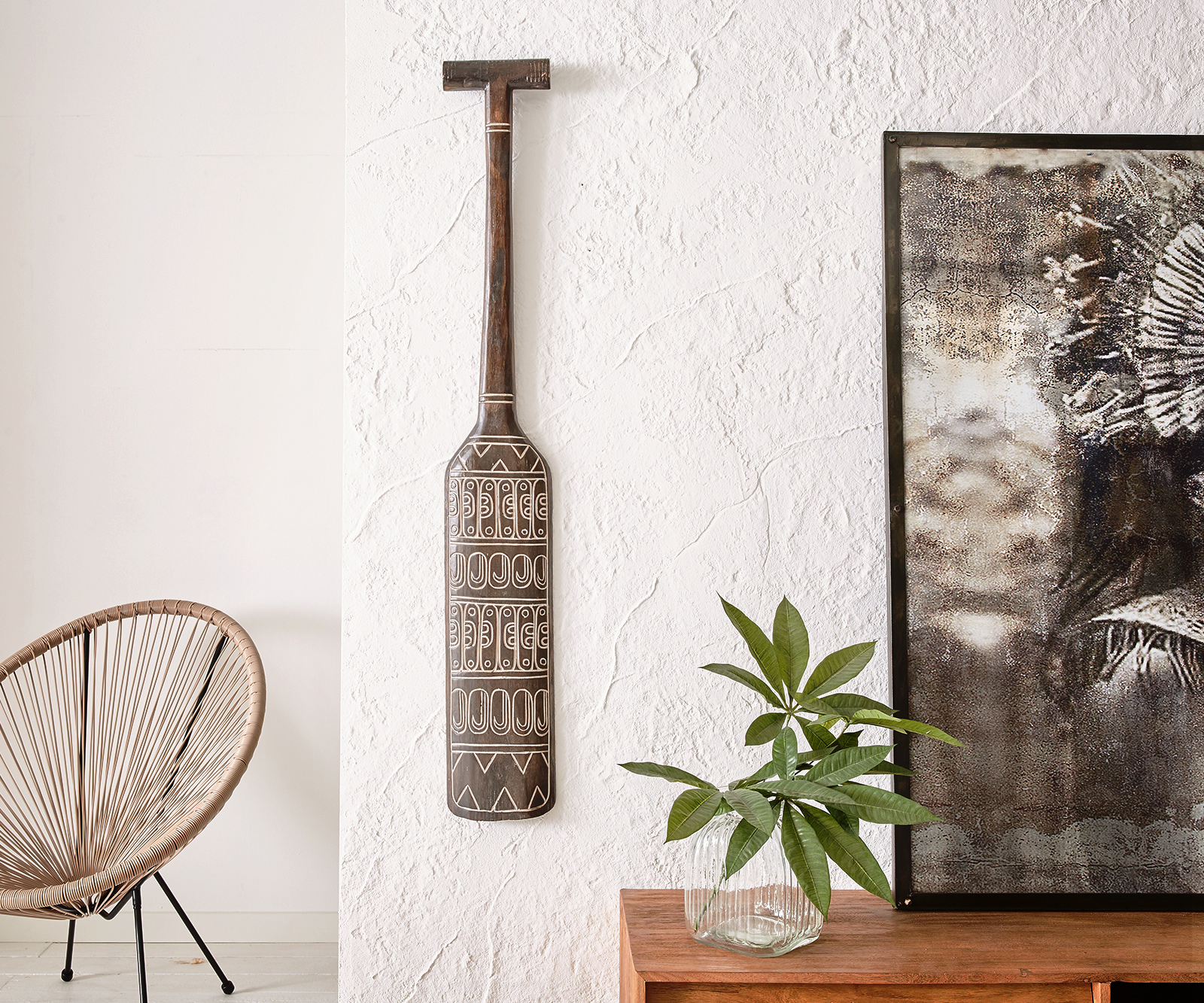 Objet-déco Paddel Toraja 14x4x120 cm multicolore bois d'albasia