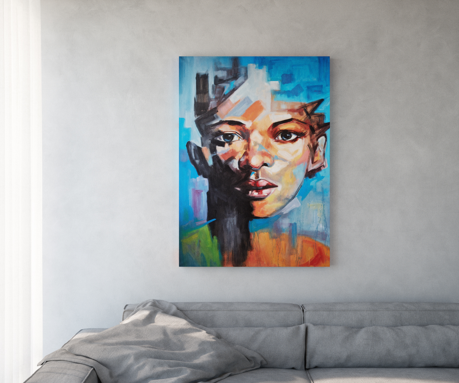 Peinture Haley multicolore 100x140 cm acrylique sur toile