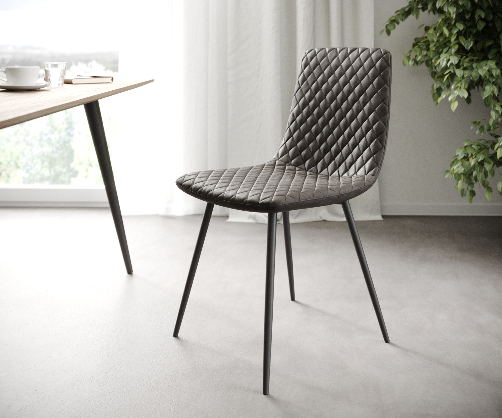 L'ensemble-de-4-chaises Novi-Adesso anthracite vintage 4-pieds