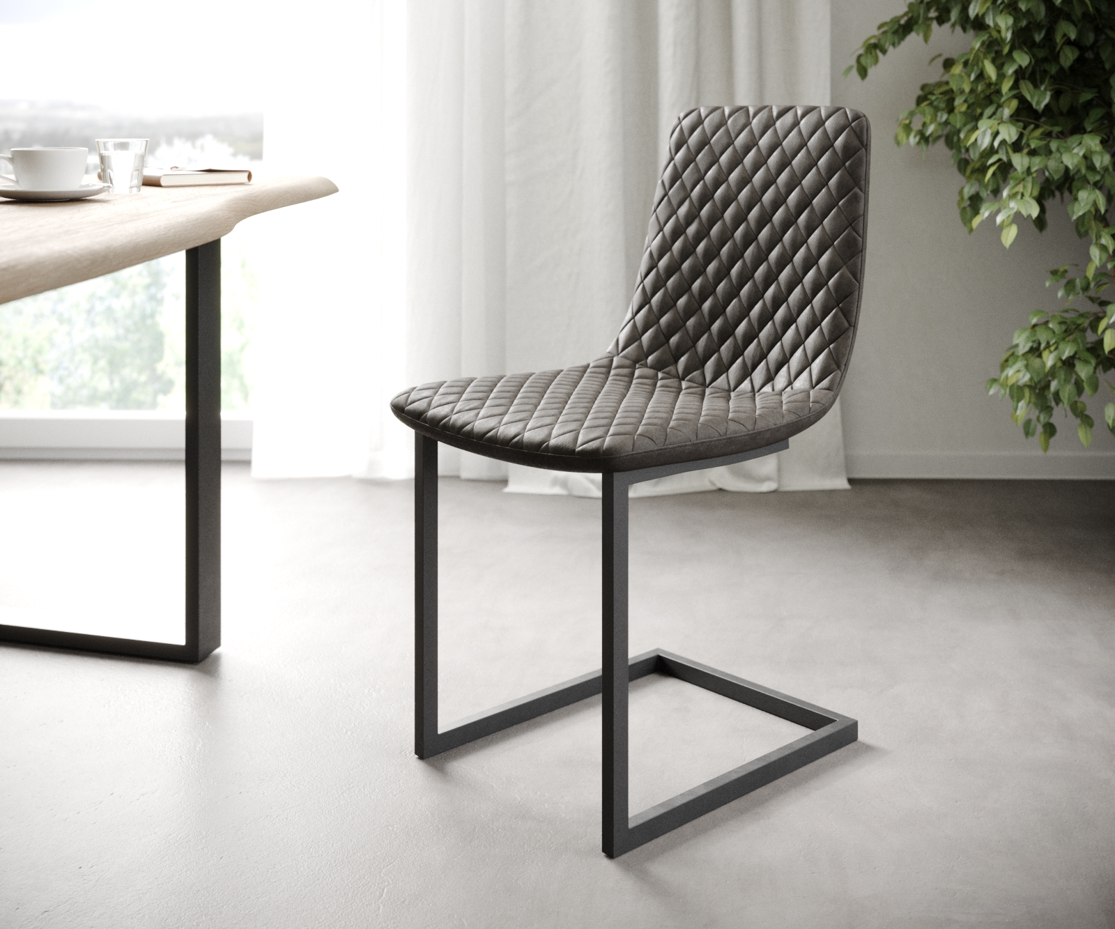 L'ensemble-de-4-chaises Novi-Adesso anthracite vintage cantilever