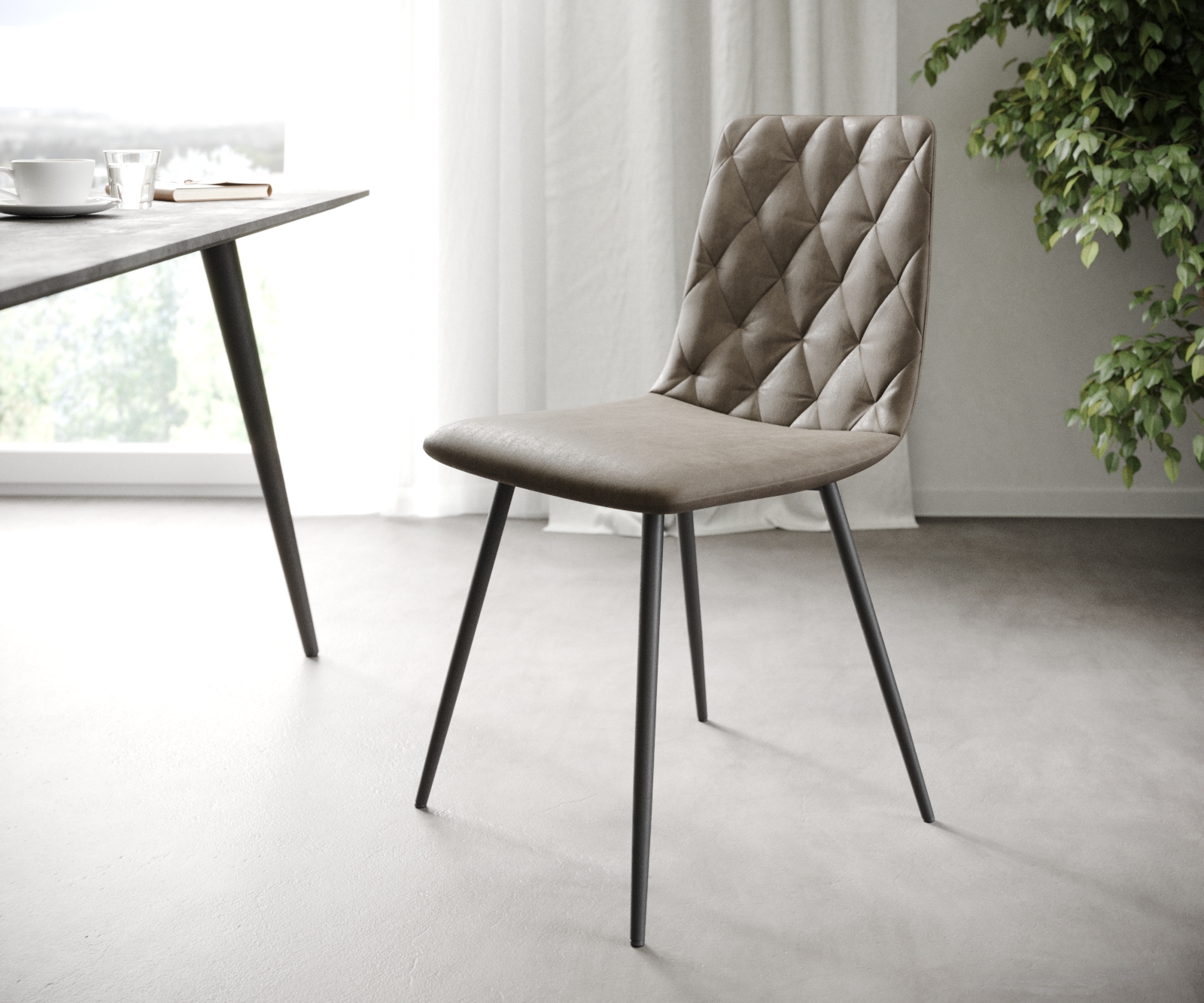 L'ensemble-de-4-chaises Trado-Adesso taupe vintage 4-pieds