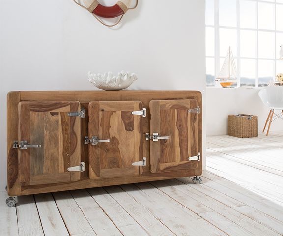 Sideboard Zakarya 145 cm Sheesham Natur massiv 3 Türen Bild 1