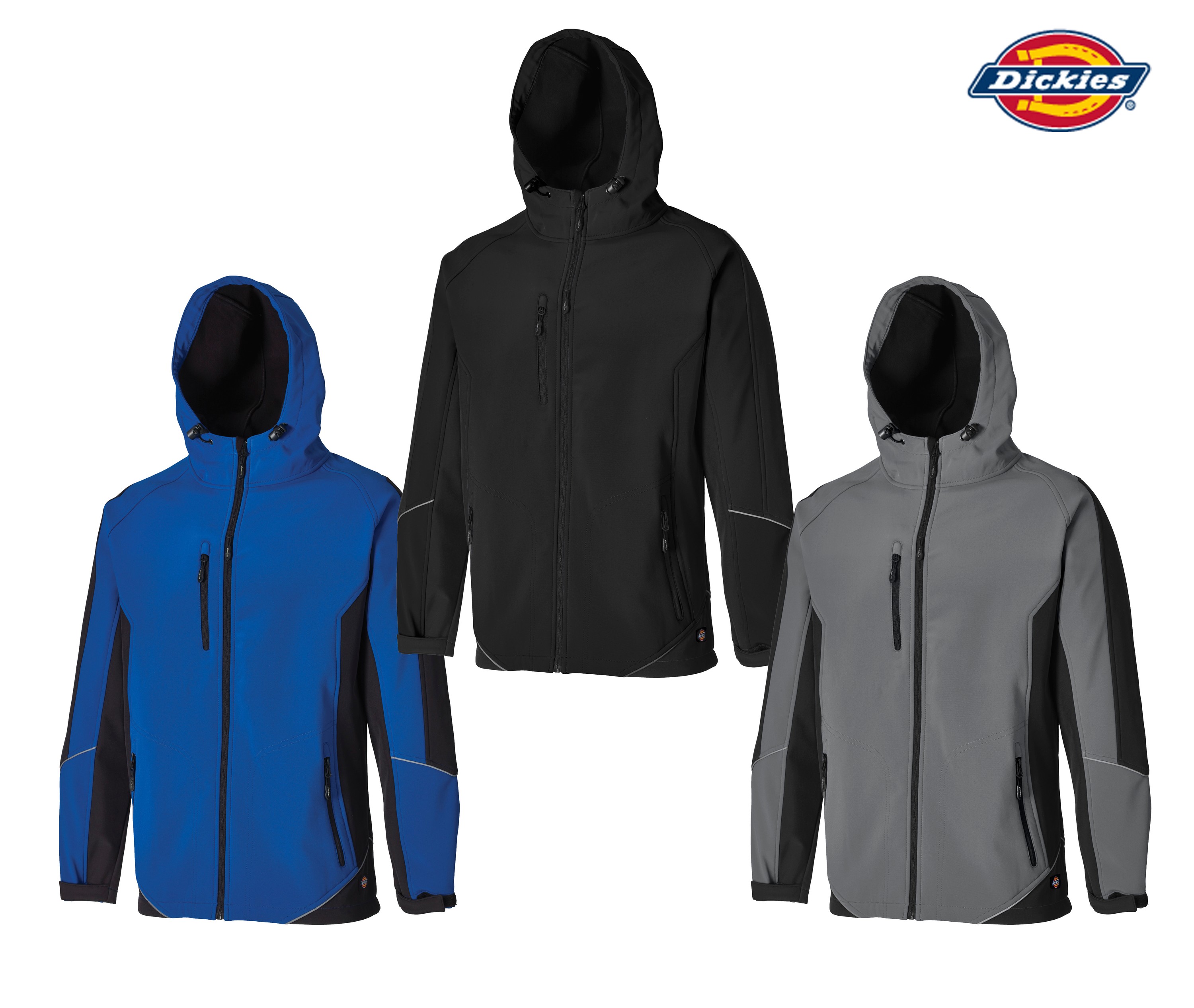 JW7010 Dickies zweifarbige Softshell Jacke schwarz BK M