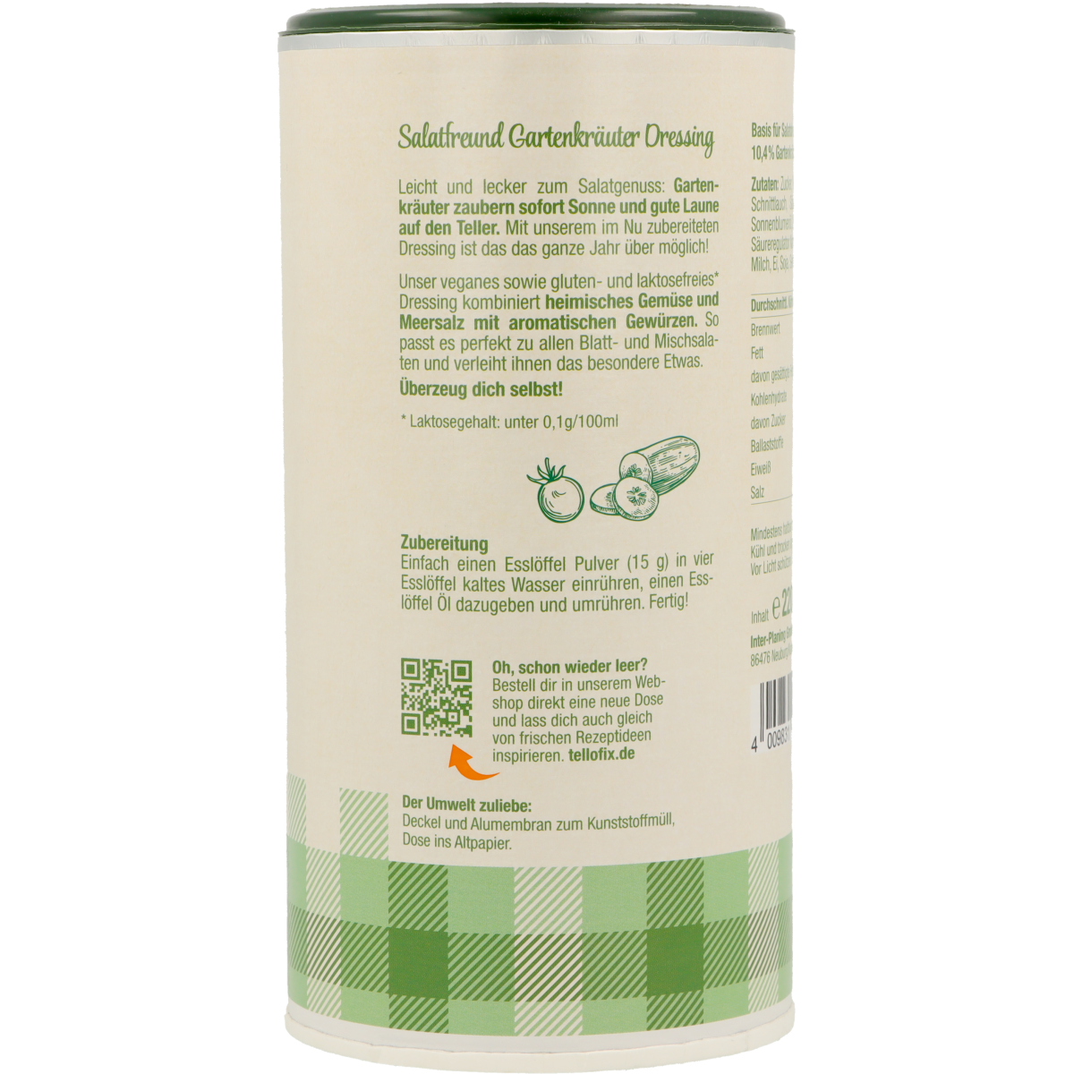 Tellofix Salatfreund Gartenkräuter Dressing 220g