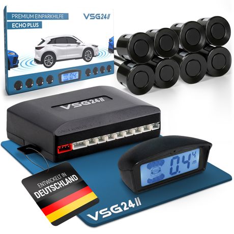 Premium Kombi-Set Einparkhilfe für vorne & hinten, PKW, Sprinter, Wohnmobil - Sensoren schwarz PDC-22145