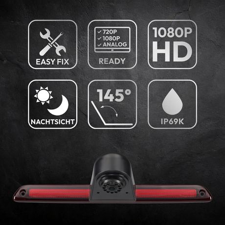 Rückfahrkamera BRAKEGUARD STAR | Kugelkopf- HD 1080P Rückfahrkamera Kleintransporter RV-23592
