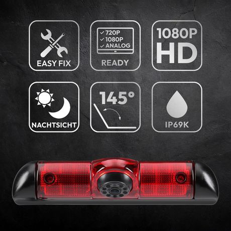 Rückfahrkamera BRAKEGUARD STRIPE | HD 1080P Rückfahrkamera Kleintransporter RV-23593