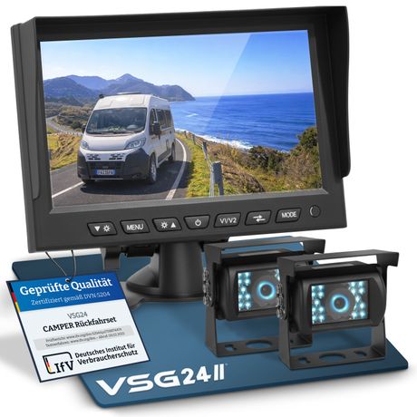 7" Rückfahrkamera Set CAMPER | mit 2 Kameras für Wohnmobil 120° schwarz RVS-24500