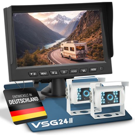 7" Rückfahrkamera Set CAMPER | mit 2 Kameras für Wohnmobil 120° weiß RVS-24502