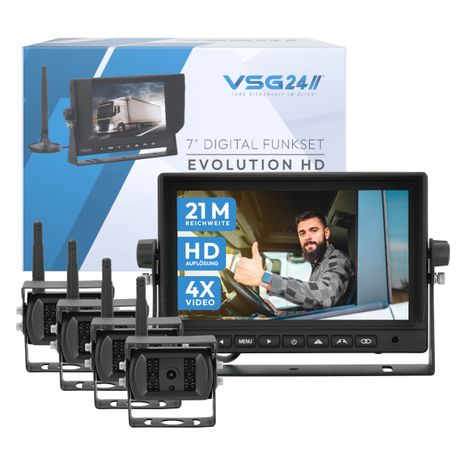 9" FUNK HD-Set EVOLUTION HD mit 4 Kameras Wohnmobil & LKW bis 21 Meter  RVS-24546