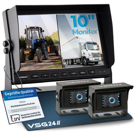 10" Rückfahrkamera Set PROFI HD XL | mit 2 x 1080P HD Kamera IP69K RVS-24569