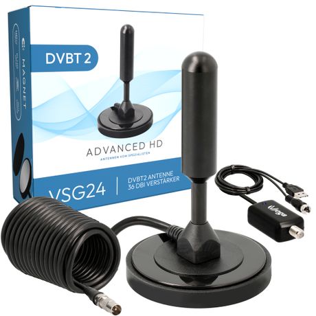 DVB-T2 HD Antenne mit 36DBi Verstärker AVK25-PLUS