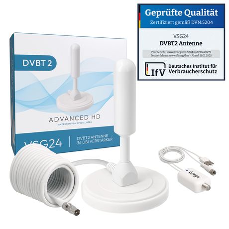 DVB-T2 HD Antenne mit 36DBi Verstärker AVK25-PLUS