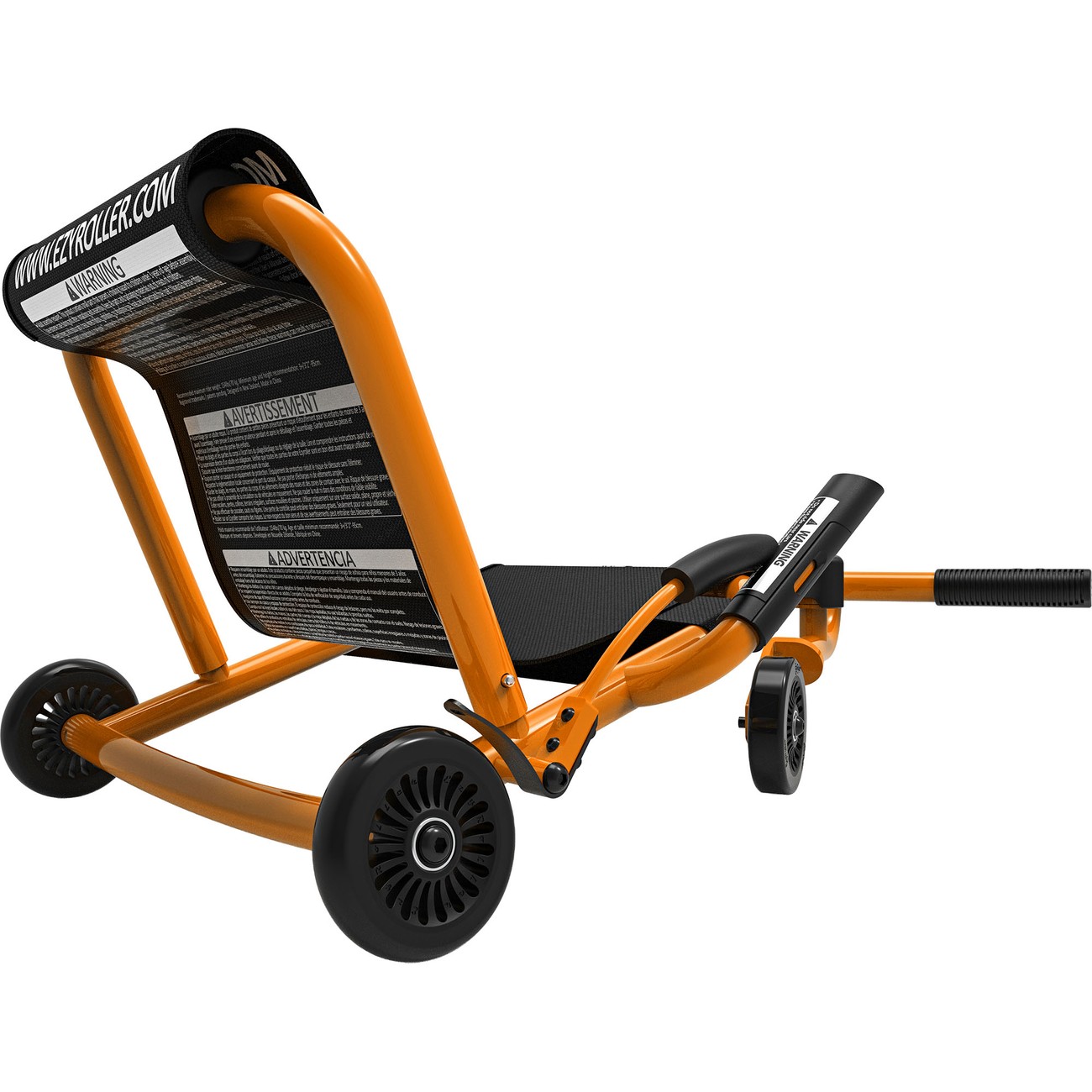 Frontansicht eines roten EzyRoller Classic als Drift Trike mit beweglichem Vorderrad für den Schlängelantrieb