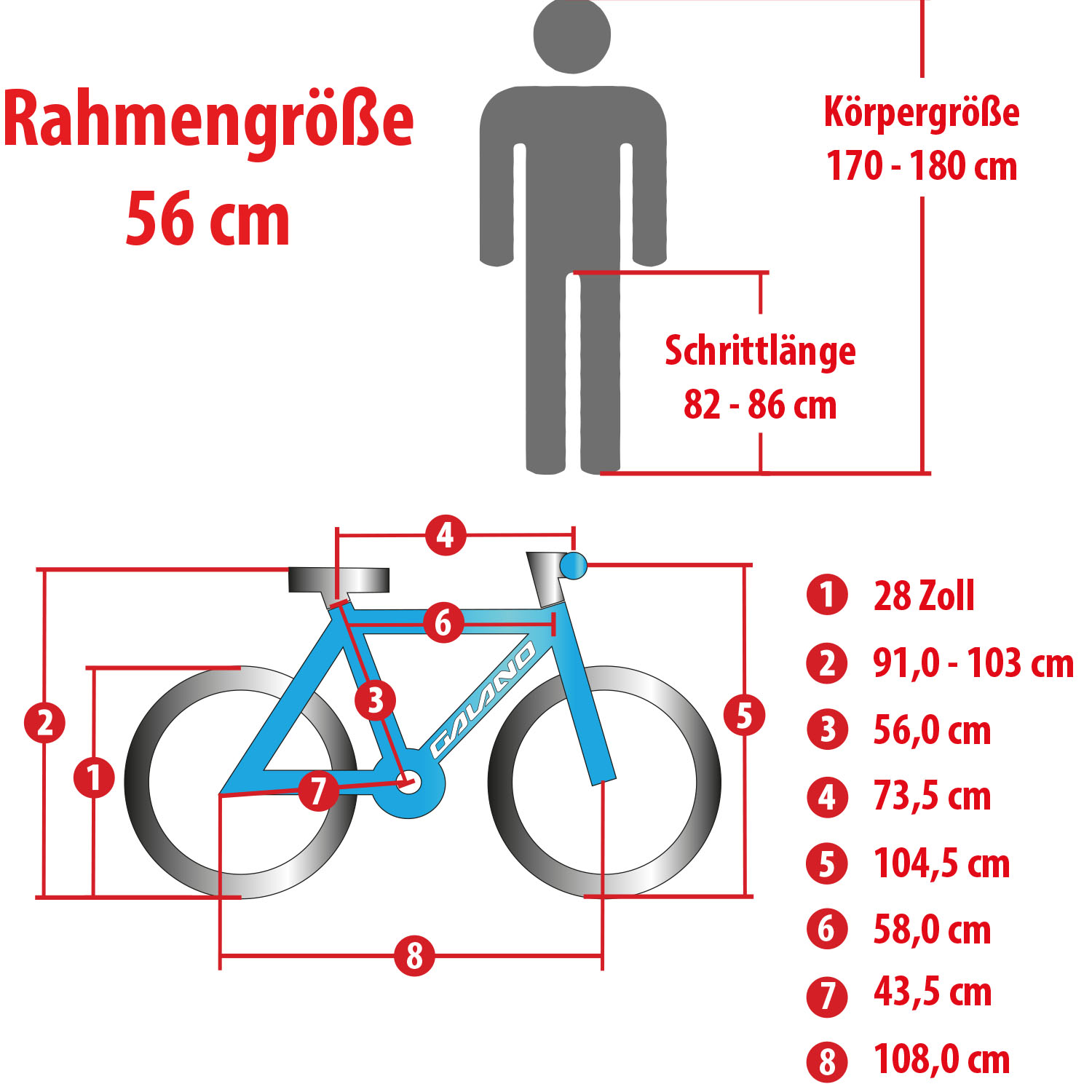 Rennrad 700c 28 Zoll Galano Vuelta STI Shimano Bike 4 Rahmengr en 
