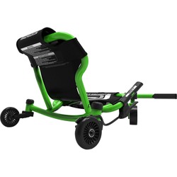 Rückansicht grüner Drifter X Motorikfahrzeug mit stabilen PU-Rädern