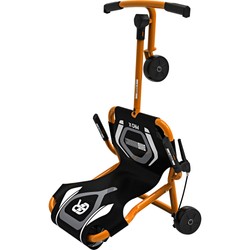 Seitenansicht des orangen Pro X Motorikfahrzeugs in verlängerter Version