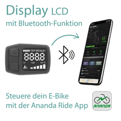 Verbinde dein Rad mit der Ananda Ride App und greife auf viele weitere Daten und umfangreiche Funktionen zu.