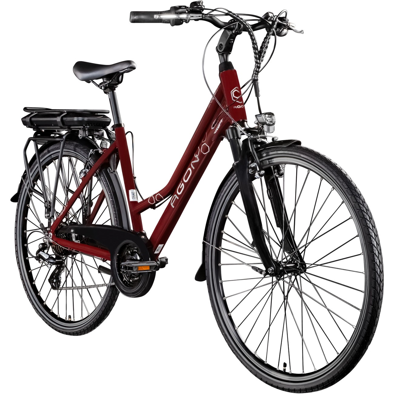 Agon Avesa E Bike Trekkingrad Damen Herren ab 155 cm mit Nabenmotor Pedelec Trekking Fahrrad mit 21 Gang und Beleuchtung StVZO Tiefeinsteiger