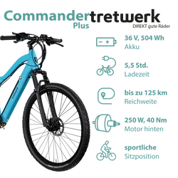 Der 504 Wh Akku ermöglicht bis zu 125 Kilometer Reichweite mit diesem Pedelec. Der Heckmotor unterstützt mit 40 Nm bis 25 km/h.