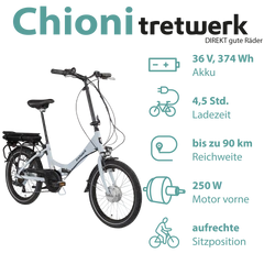 Das Pedelec erreicht dank 374 Wh Akku nach etwa 4,5 Stunden Ladezeit eine Reichweite bis zu 90 Kilometern.