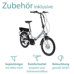 Tretwerk Chioni silber Zubehör inklusive: Das Chioni wird mit Gepäckträger, Kettenschutz, Schutzblechen und Beleuchtung geliefert.