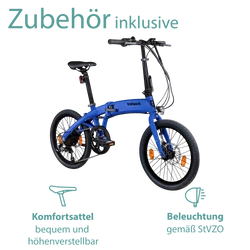 Das Elektro Faltrad wird mit verkehrssicherer Beleuchtung nach StVZO geliefert.