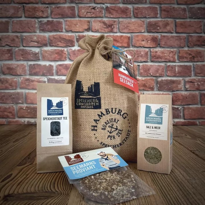 Speicher & Consorten Geschenkeset "Hamburger Seesack" Tee, Salz & Schokolade
