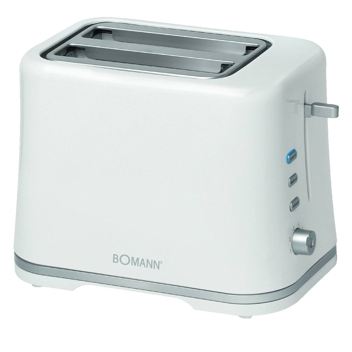Bomann Toaster TA 1577 CB weiß, zwei breite Schlitze mit Aufsatz, Auftaufunktion