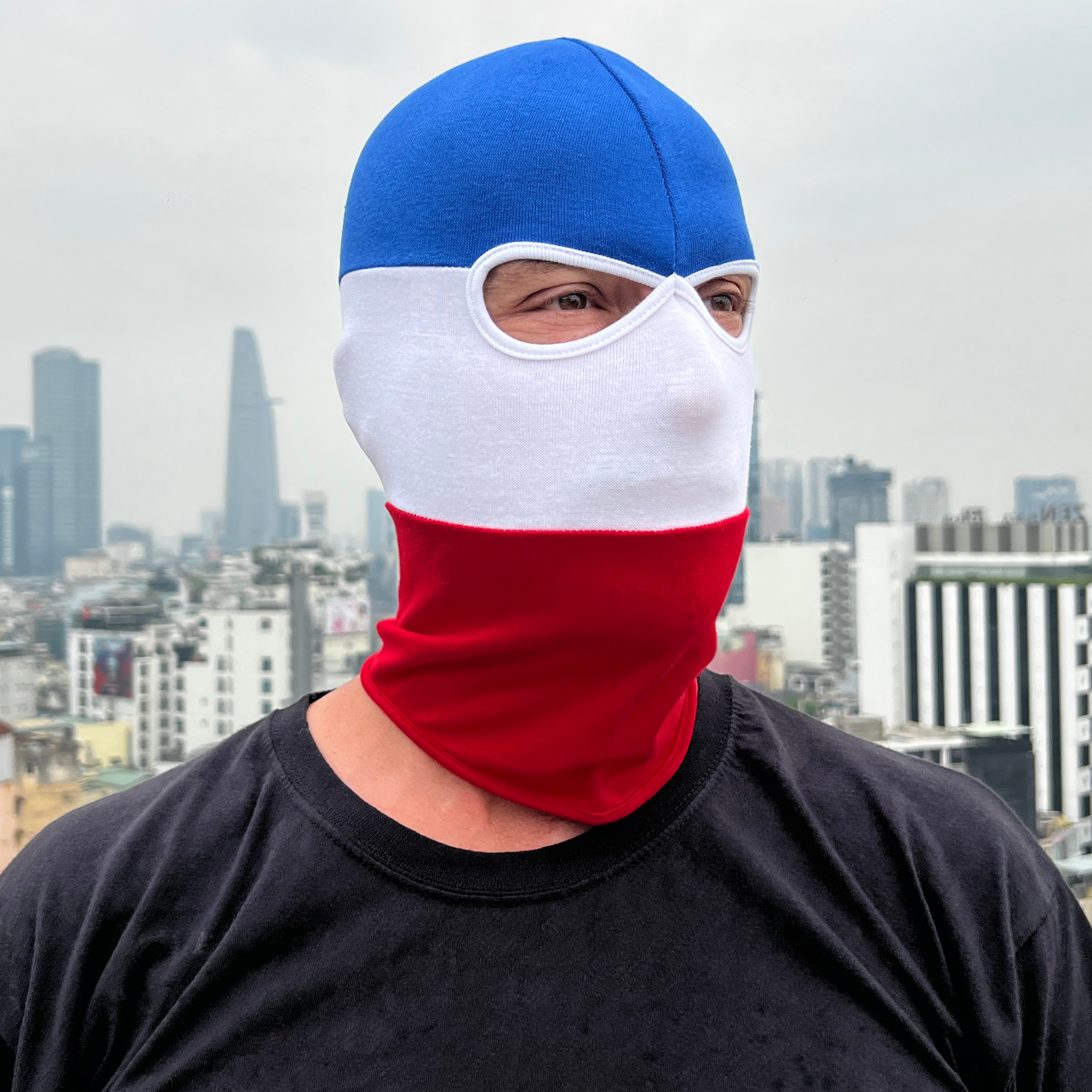 PGWEAR Sturmhaube Blau Weiß Rot gestreift Maske Balaclav...