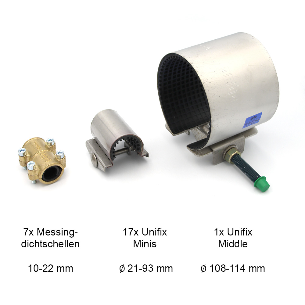 Edelstahl Dichtband 108 - 118 mm Unifix Mini Dichtschelle | Sanitärbedarf,  Heizung & Sanitär Wasser Installation Shop