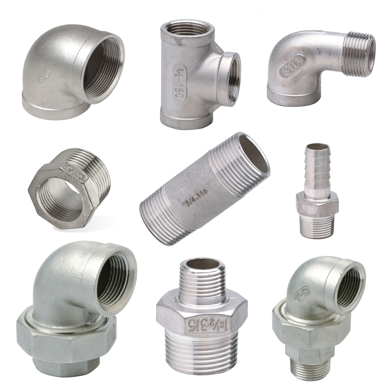 Edelstahl Fitting 1/2" bis 5/4" V4A Gewindefittinge Fittinge