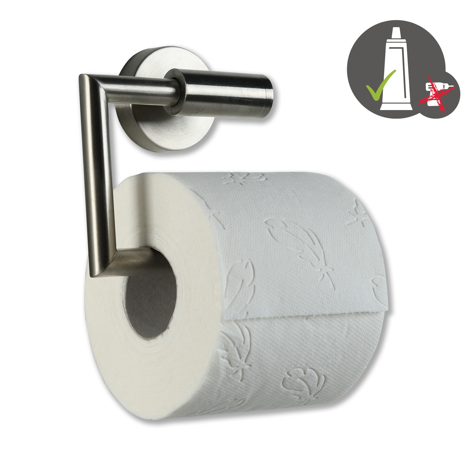 Paket] Badzubehör-Set2 WC Sitz mit Absenkautomatik + Toilettenpapierhalter  mit Klebetechnik + Toilettenbürste mit Klebetechnik