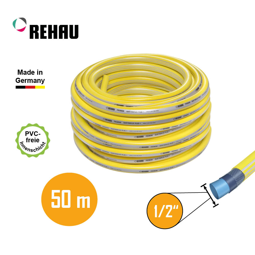 Gartenschlauch Gelb 1/2 Zoll 25m-50m druckstabil 24-fädige Armierung