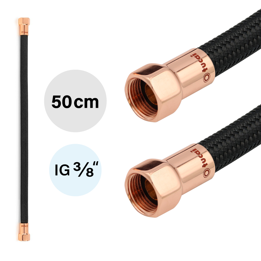 Flexschlauch DN8 IG/IG 3/8" Schwarz Rosegold 300 - 500 mm