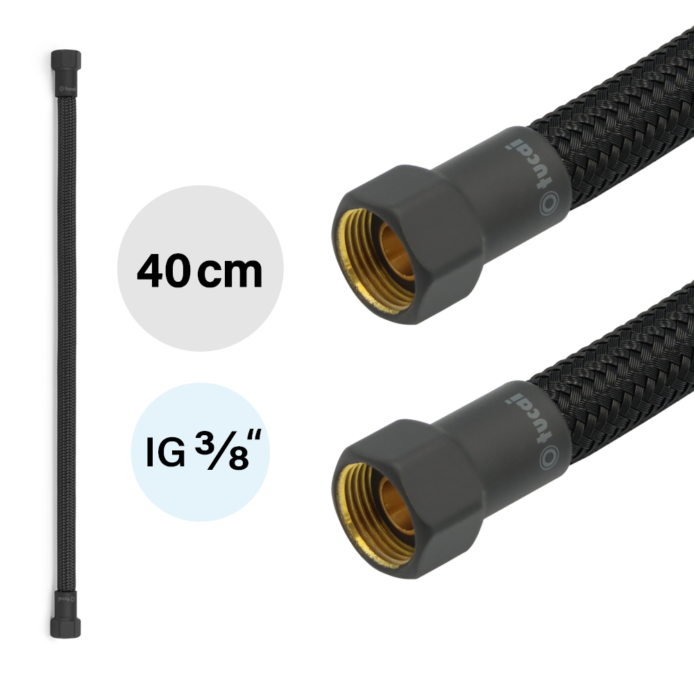 Flexschlauch DN8 IG/IG 3/8" Schwarz & Schwarz Matt 300 - 500 mm