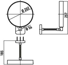 Skizze zu Wand-Kosmetikspiegel Ø 202mm 3-Fach7-fach