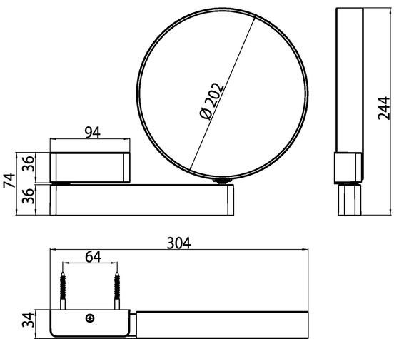 Emco Wand-Kosmetikspiegel, Ø 202mm, 3-Fach,7-fach